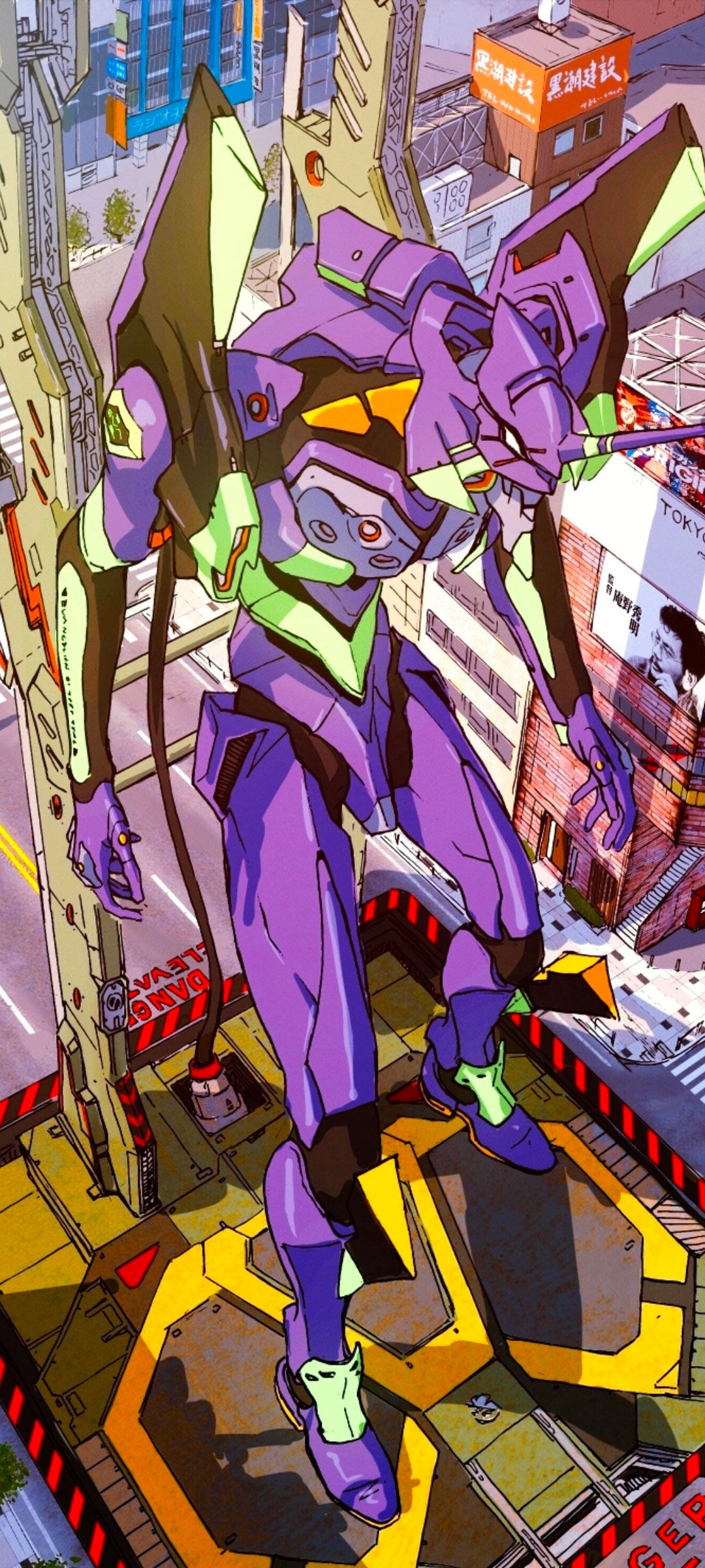 EVA 初号机城市停机台原画 4K 高清无水印手机壁纸