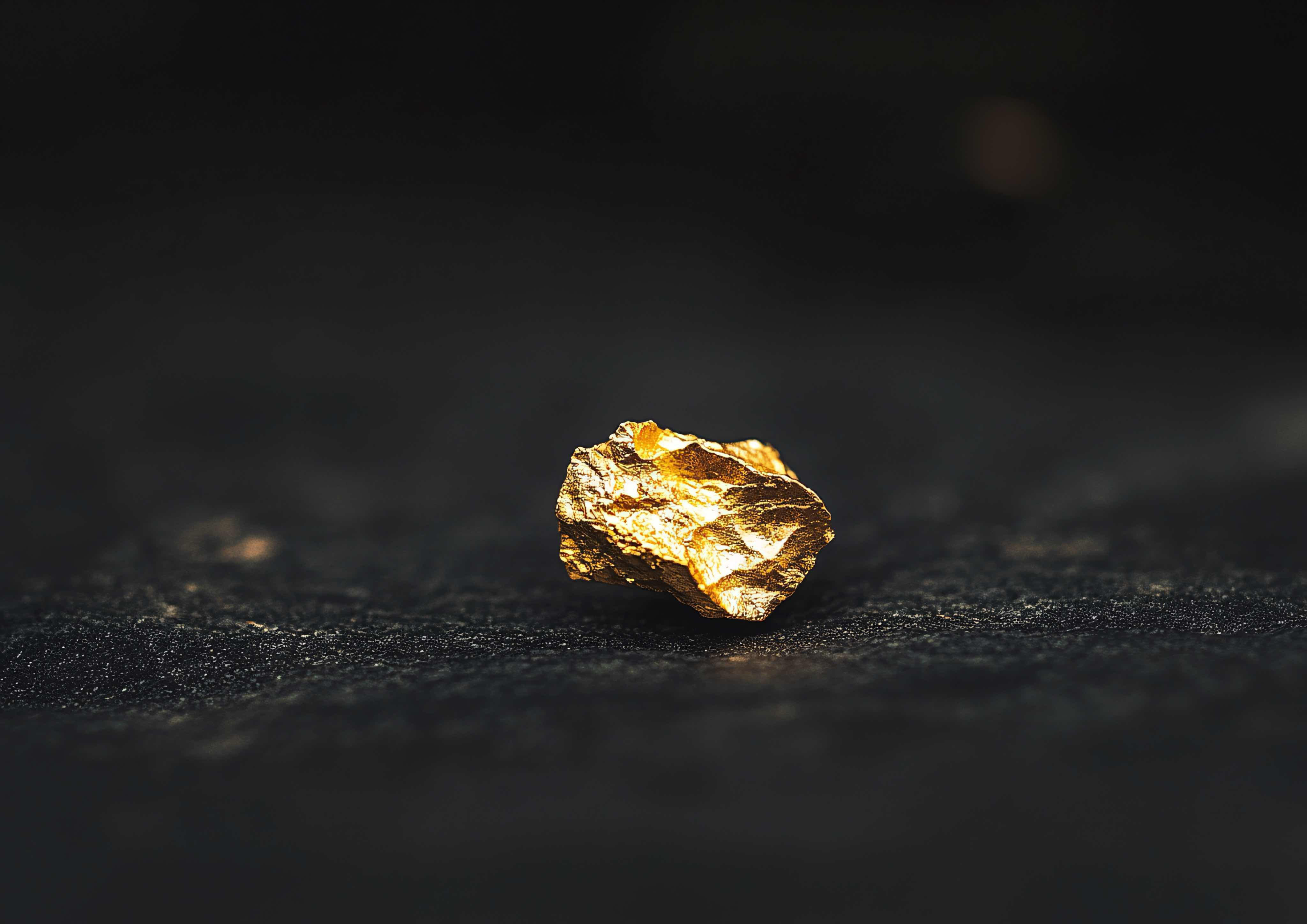 小块天然金矿石壁纸 暗调黑金横版电脑桌面