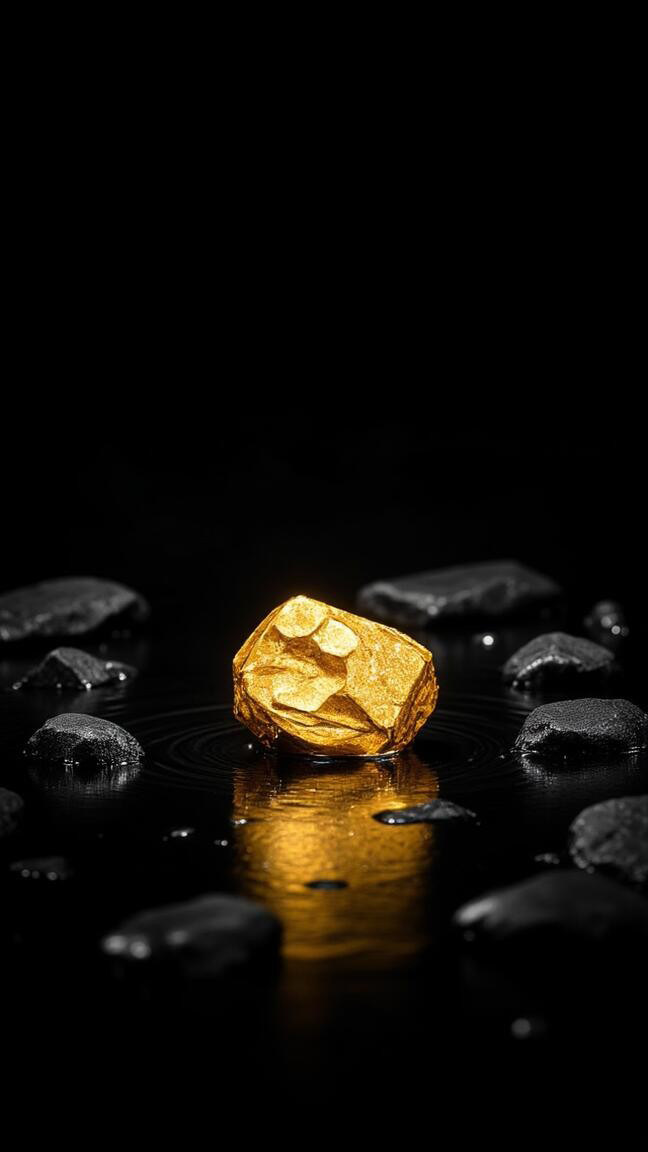黑金质感壁纸 水面金块高级商务竖版手机锁屏