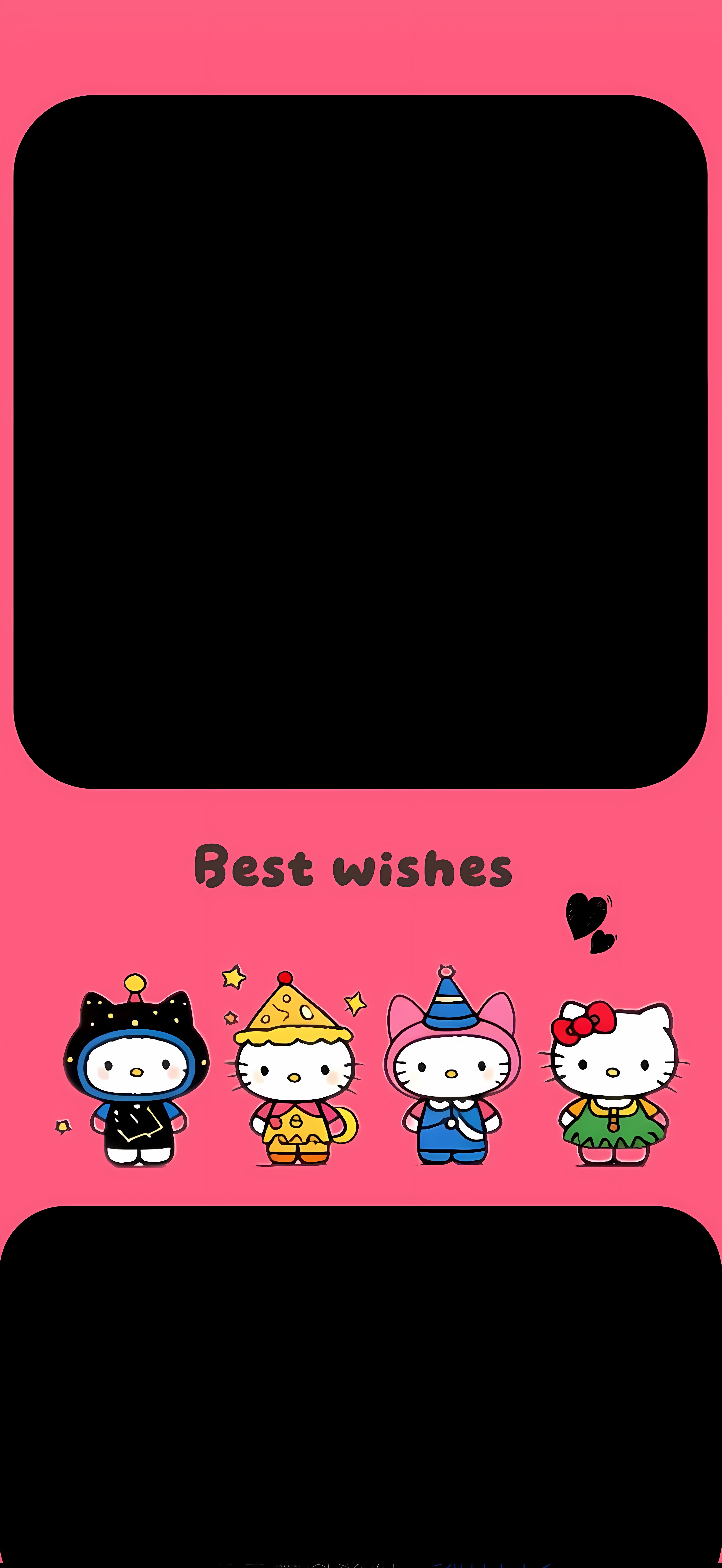 HelloKitty 可爱壁纸 Best wishes 粉黑卡通竖版手机锁屏背景