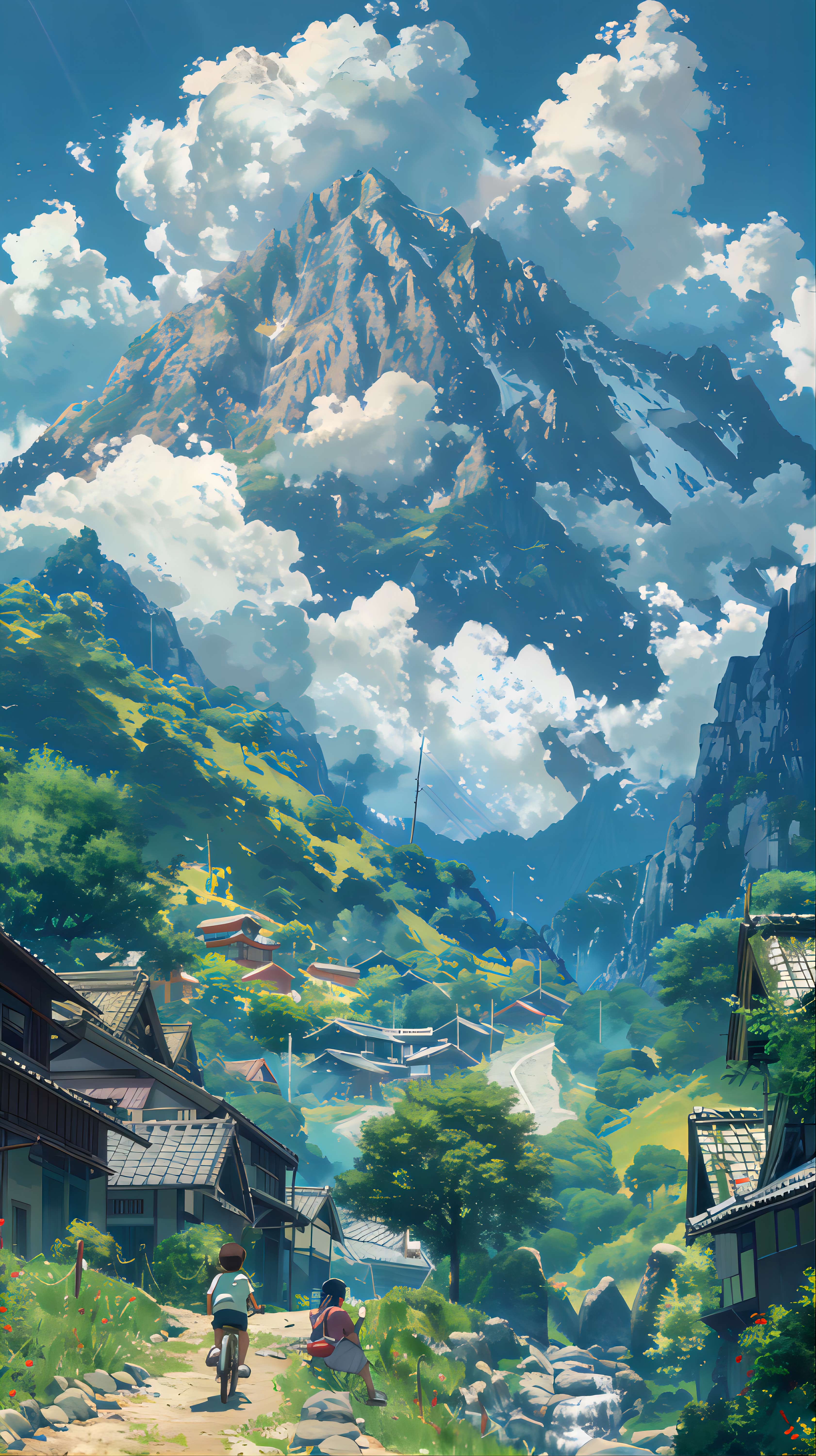 4K 日系动漫山间乡村夏日风景 高清无水印手机壁纸