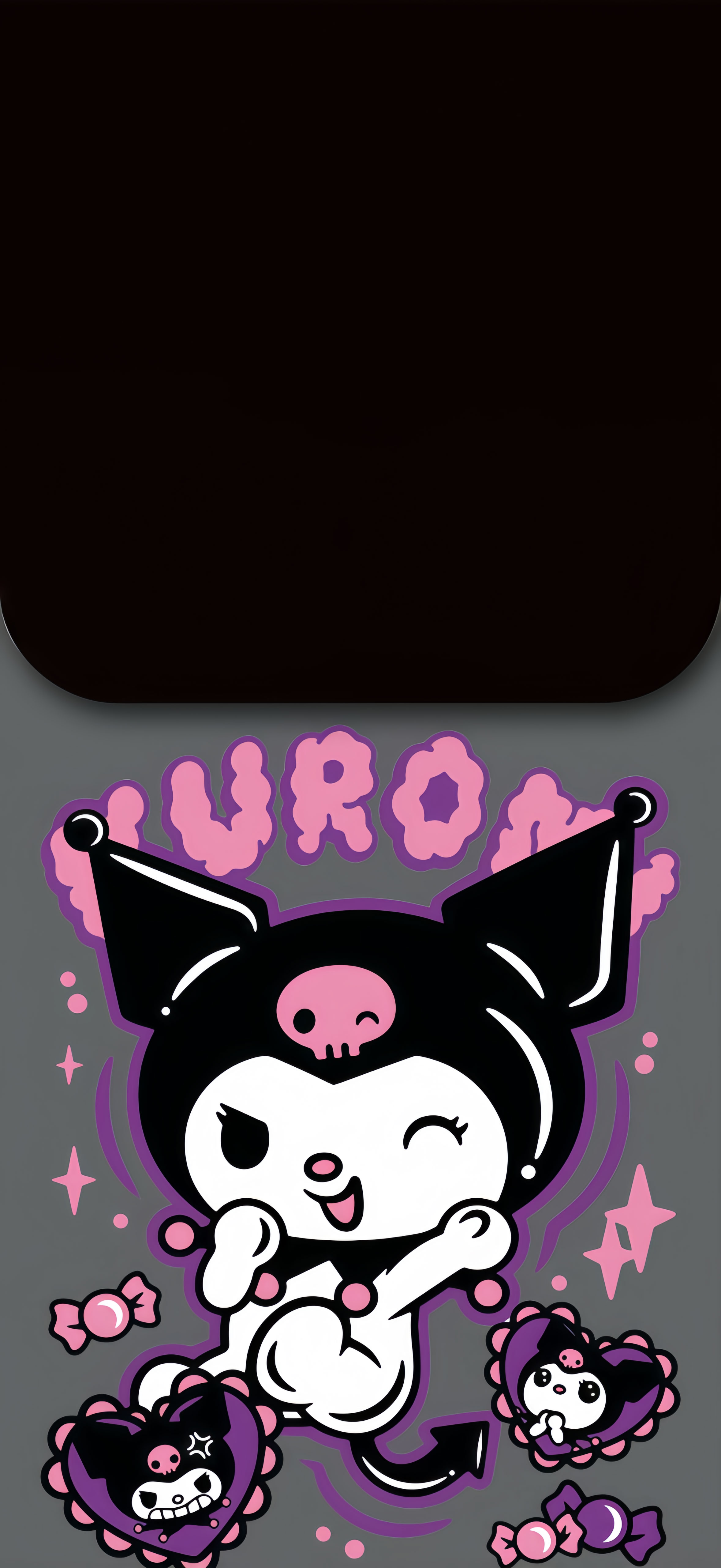 库洛米 KUROMI 壁纸 黑粉紫 Y2K 甜酷涂鸦带框卡通竖版手机锁屏