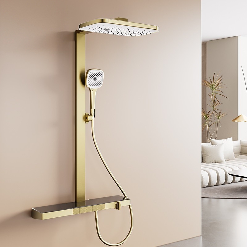 Italian Minimalist Fantasy Rain Wizard Series Extra-Large Storage Platform All-Copper Shower Set with Intelligent Constant Temperature Shower Italian Minimalist Fantasy Rain Wizard Series Extra-Large Storage Platform All-Copper Shower Set with Intelligent Constant Temperature Shower