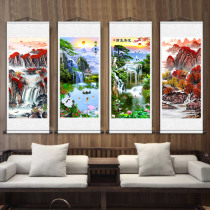 Landscape painting relies on mountains and flowing water to make money living room decorative painting vertical version landscape calligraphy and painting cornucopia Chinese painting fortune head painting