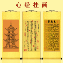 Heart Sutra hanging painting Buddha statue calligraphy and painting scroll copy Sutra Prajna Paramito Qianlong calligraphy and painting decoration Buddha character mounted Chinese painting