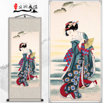 Japanese classical beauty picture living room office decoration silk scroll hanging painting Lady personality portrait has been mounted