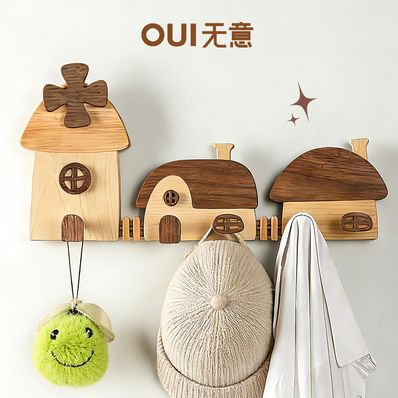 Yes, It's a Small House-Shaped Hook That Doesn'T Require Drilling Holes in the Wall, Suitable for Children's Rooms, Entryways, and Behind Solid Wood Doors as a Wall-Mounted Clothes Rack