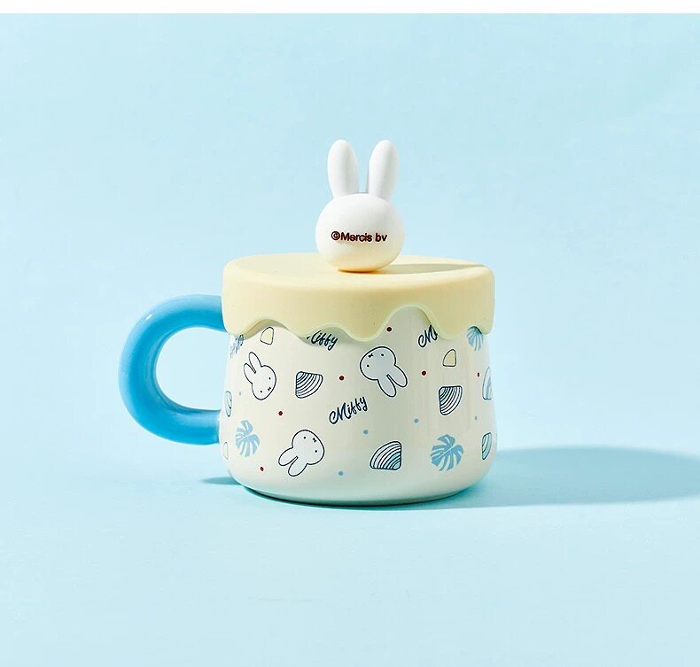 товар из китая miffy米菲兔陶瓷杯带盖马克杯可爱情侣水杯生日礼物牛奶杯咖啡杯