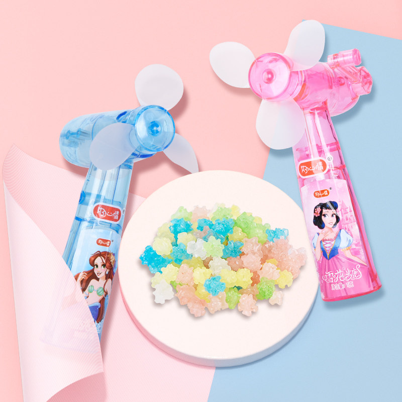 Good Mood Children's Day Gift Toy Snacks Mixed Fruit-flavored candy Hand Rocker Fan