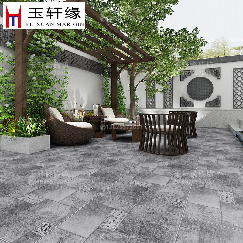 Imitation Oracle Chinese style floor tiles 600x600 imitation ancient courtyard ground brick anti-slip terrace retro floor brick