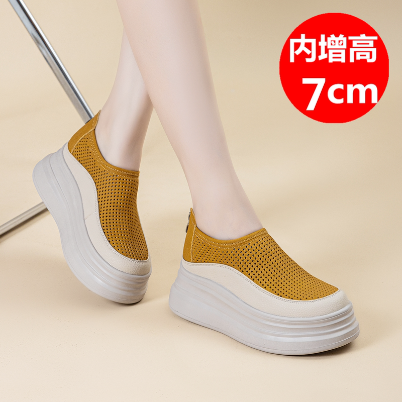Fashionable Thick-Soled Slimming Height-Increasing Hollow Sneakers for Women 2026 New Autumn Breathable Slip-On Clogs Fashionable Thick-Soled Slimming Height-Increasing Hollow Sneakers for Women 2026 New Autumn Breathable Slip-On Clogs