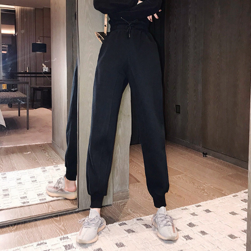 sandro Duffy sports pants woman 21 spring plus suede high waist bunches foot 90% casual Harun pants smoke pipe pants tide