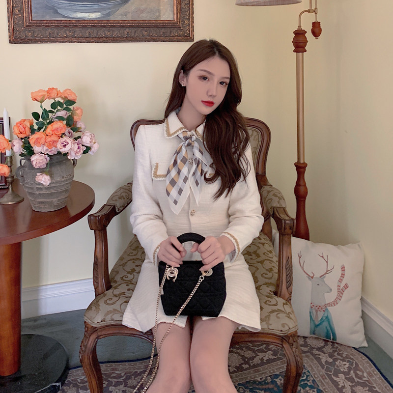 sandro Duffy French style collection waist display slim temperament Herben wind fur coat suit small fragrant wind dress