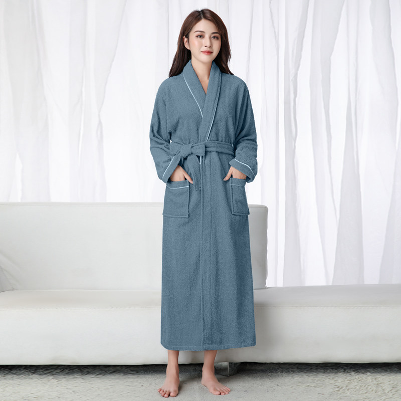 Cotton towel material bathrobe male and female couple nightgown hotel absorbent bathrobe swimming bathing warm four seasons