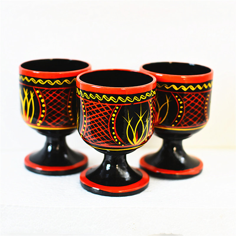 2 pieces of Sichuan Liangshan Ethnic Minority Featured Handicraft Zhaojue Yi Lacquer Ware Fine Small Wine Glass 1