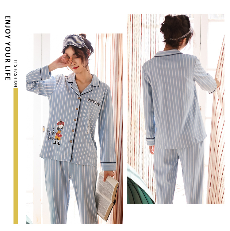 Đồ ngủ gợi cảm của phụ nữ mùa thu dài tay cotton Sinh viên Hàn Quốc mùa xuân và mùa thu mỏng mùa hè nhà dịch vụ mặc ngoài mặc phù hợp bộ đồ ngủ nữ