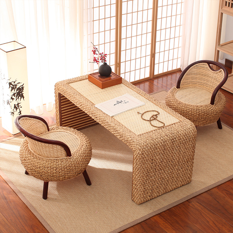 Home Folklore Zen rattan choreography table and chairs Combined tatami tea table Dwarf Table Tea Table Day Style Terrace table