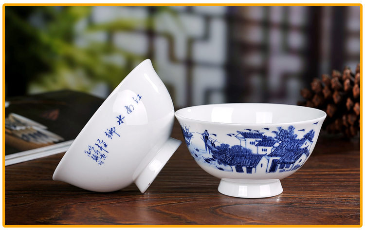 Jingdezhen bát cơm nhà xương Trung Quốc bát cơm bát nhỏ bát cao xương Trung Quốc bát bát thực tế bát bộ đồ ăn muỗng ăn cơm
