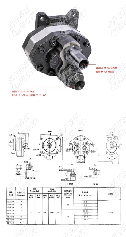 bơm thủy lực piston hướng trục Bơm dầu thủy lực bơm bánh răng CBFC20 25 32 40 50 bơm áp lực lỏng cao áp bơm bánh răng bơm dầu thủy lực bơm thủy lực rc máy bơm dầu thủy lực