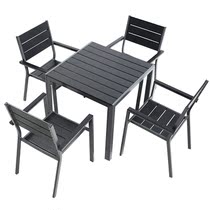  WPC tables and chairs Outdoor tables and chairs Courtyard tables and chairs combination Leisure cafe Outdoor open-air balcony Garden anti-corrosion wood