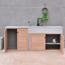 Natural marble integrated cabinet laundry basin granite home outdoor balcony courtyard with operating table wash basin