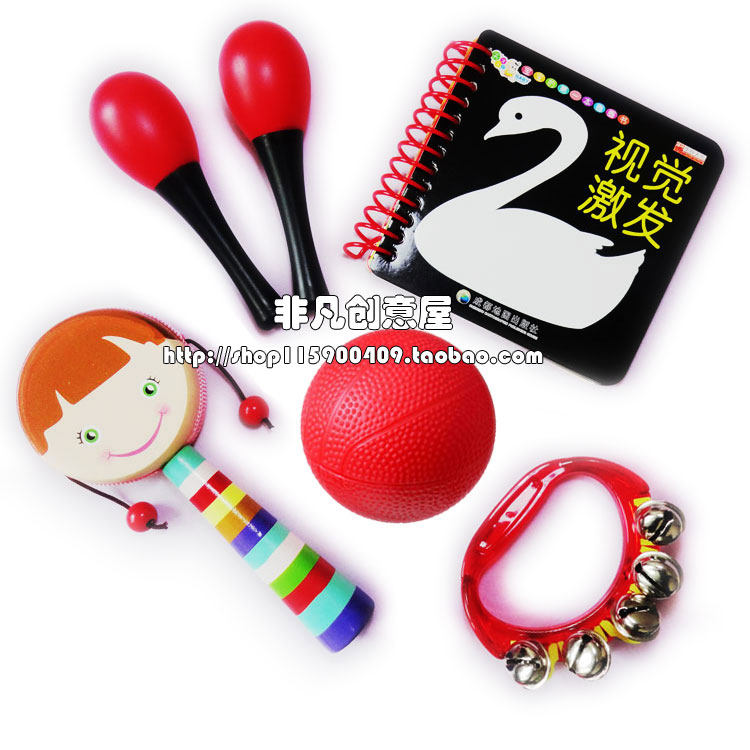 Newborn Newborn Infant Mind Training Vision Red Ball Sand hammer baby toy 0-3-6-8 months -1 year old