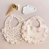 Хлопковый марлевый детский нагрудник для новорожденных, слюнявчик для принцессы, в цветочек