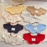 Хлопковый марлевый детский слюнявчик, в корейском стиле, в цветочек