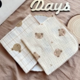 Брендовый марлевый детский носовой платок для умывания, детские влажные салфетки для лица, слюнявчик, в корейском стиле, цветочный принт