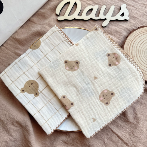 Брендовый марлевый детский носовой платок для умывания, детские влажные салфетки для лица, слюнявчик, в корейском стиле, цветочный принт