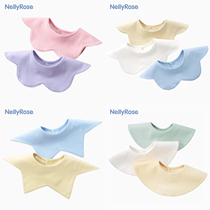 Baby saliva towel 360 degree round rotatable baby bib rice pocket children cotton flower candy color bib