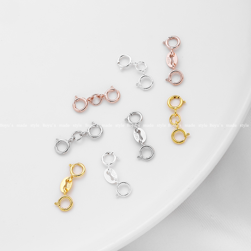 S925 シルバーバックルブレスレットネックレスダブルヘッドスプリング接続カラー保持ユニバーサルバックル DIY ジュエリー素材ハイエンドアクセサリー