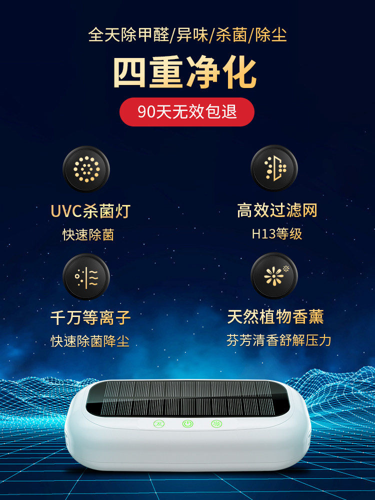 Solar Car Air Purifier Car Negative Ion Ozone Bar Deodorizing Odor Formaldehyde Sterilizing Aromatherapy