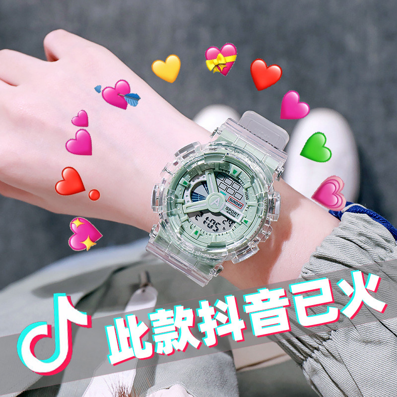 2022 New transparent watches women Ins Wind junior high school students Waterproof Senteo Little Crowdchildren Electronic Watches