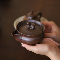 Jingdezhen coarse pottery wood burning teapot Japanese treasure bottle tea maker pure handmade Bowl single ceramic kung fu tea Chinese style