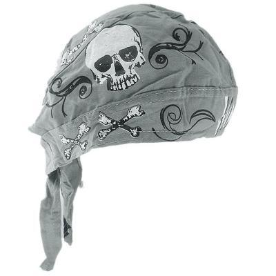 Gray skull pirate hat bag turban hat Men and women spring summer and autumn cloth hat adult riding streamer tail 