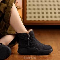 Light luxury Qin and Han womens snow heightening plus velvet thickened boots anti-slip fashion winter thick-soled short boots casual cotton shoes