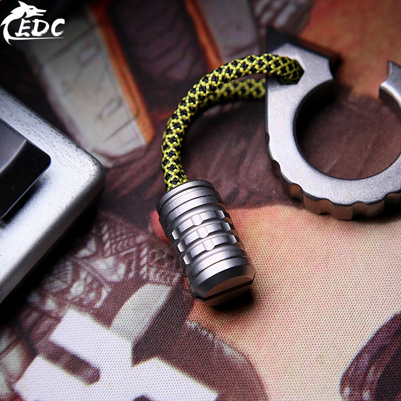 Biter titanium alloy knife pendant anti-lose rope pendant threaded fit hide rope edc toy equipped with anode baking color