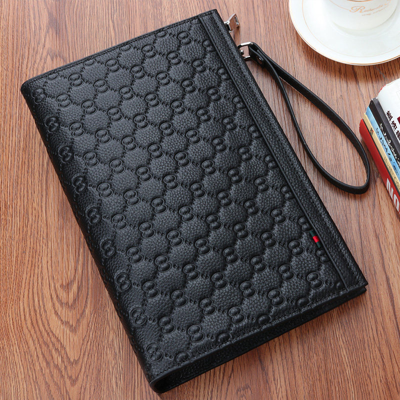 Hand Bag Men Genuine Leather Tide Large Capacity Brands Casual Genuine Leather Business Hand Grip Bag Men's Hands Bag Luxury Goods Clip Bag