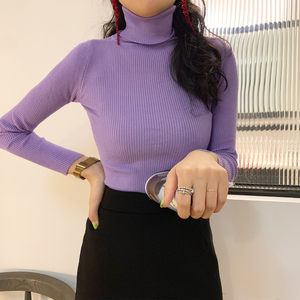 145cm Short Person Warm Turtleneck Sweater Base Layer Top Slim Fit Autumn and Winter Long-Sleeved Knitwear New Product XXS