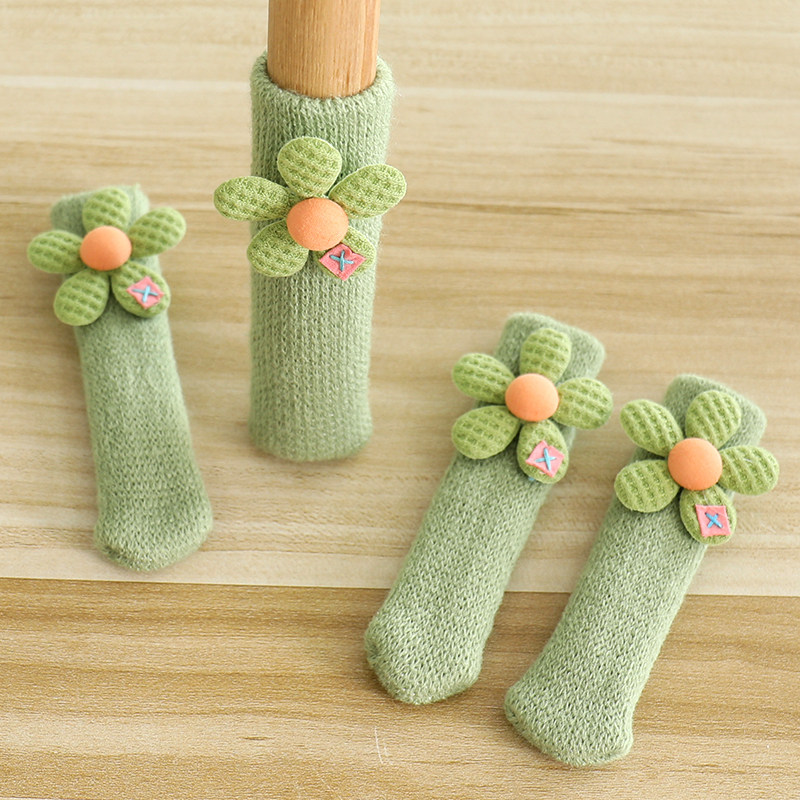 Chair Leg Covers, Stool Leg Protective Covers, Double-Layer Thickened, Silent, Wear-Resistant Table Leg Pads, Stool Leg Covers, Cute Knitted Covers