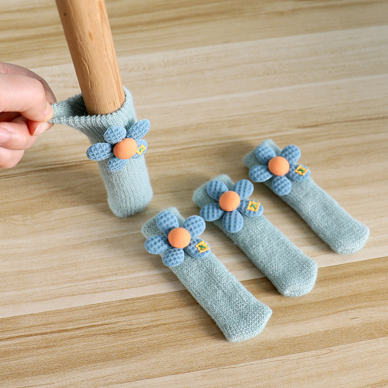 Chair Leg Covers, Stool Leg Protective Covers, Double-Layer Thickened, Silent, Wear-Resistant Table Leg Pads, Stool Leg Covers, Cute Knitted Covers