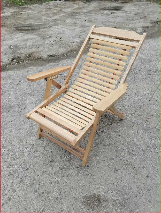 Solid wood bamboo recliner iron bamboo folding chair lunch break chair office nap chair beach chair leisure chair