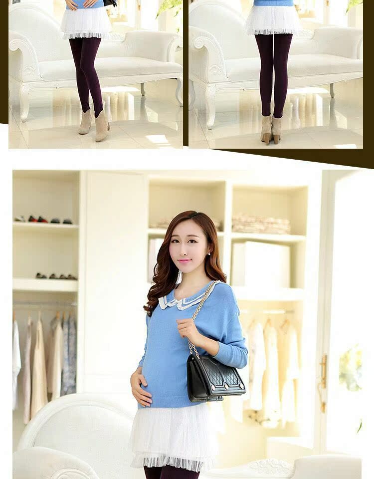 Bà bầu quần legging nâng bụng bà bầu dẫm lên quần quần mùa thu đông cộng với quần nhung dày ấm áp cho mẹ quần legging bầu
