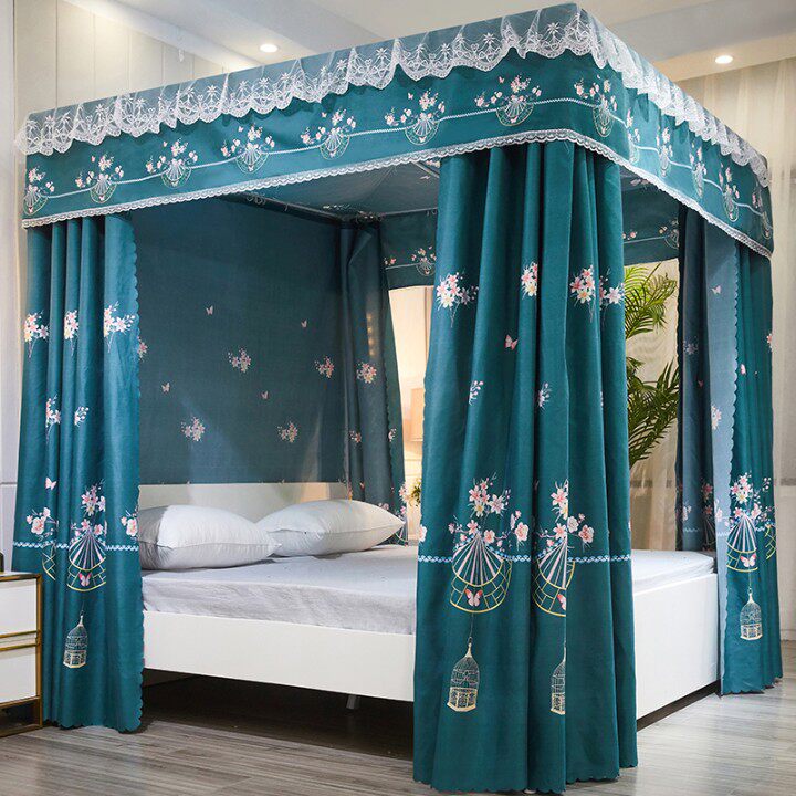 Shading Bed Curtain Home Floor Dust-Proof Princess Totally Enclosed Cloth Curtain Bedroom 1 5m Bed Mantle Bracket Mosquito Net Integrated-Taobao