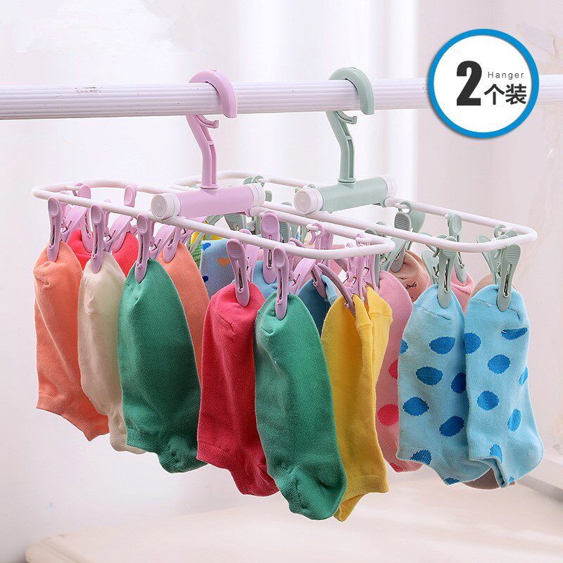 Drying socks artifact clothes hanger hanger underwear towel clip hanging multi-clamp bathroom bathroom balcony clothes hanger