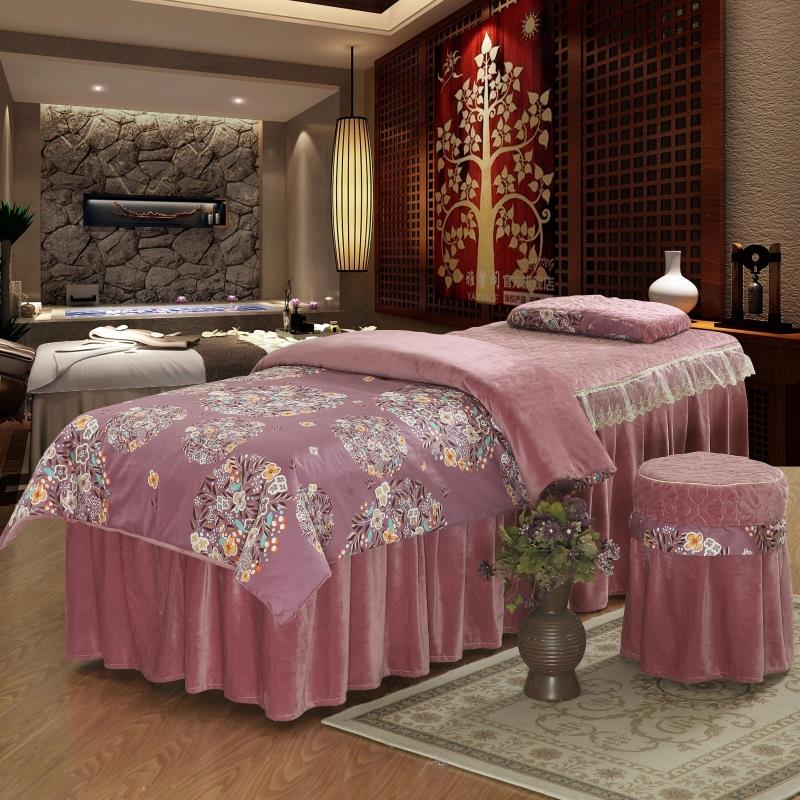 bảng cao cấp denim bedspread massage vẻ đẹp châu Âu đặt ra thẩm mỹ viện nhỏ gọn và xoa bóp có thể được tùy chỉnh vận chuyển - Trang bị tấm ga trải giường nối mi