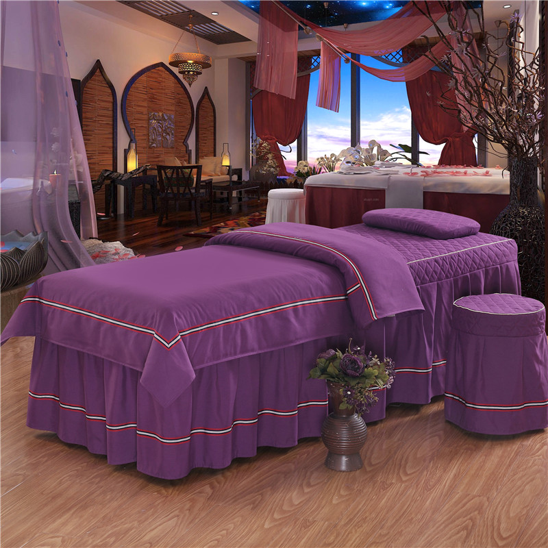 Vẻ đẹp giường bao gồm bốn bộ massage giường màu rắn Châu Âu thẩm mỹ viện cao cấp dành riêng ga giường spa đẹp