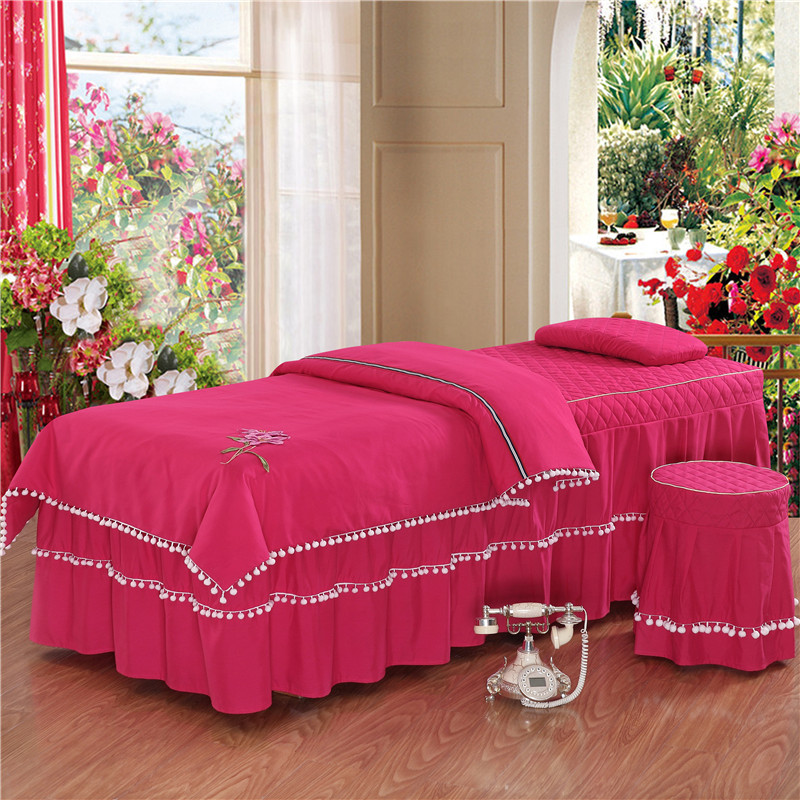 Vẻ đẹp giường bao gồm bốn bộ massage giường màu rắn Châu Âu thẩm mỹ viện cao cấp dành riêng ga giường spa đẹp