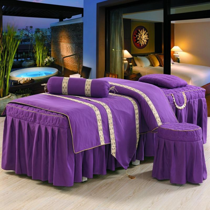 Thân thiện với da cotton vẻ đẹp giường bìa bốn bộ rắn màu massage giường đặt Châu Âu-phong cách đơn giản thẩm mỹ viện dành riêng bốn mảnh tùy chỉnh